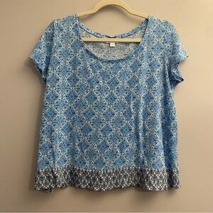 J. Jill Love Linen Blue Short Sleeve Top - Small